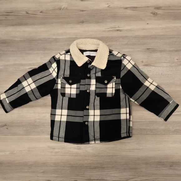 Zara Baby Plaid Button Up  Sherpa Lined Jacket Size 12-18mos - Picture 4 of 8